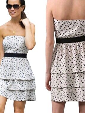 Theory Idalia Dalmatian Silk Pippa Mini Dress Small Strapless